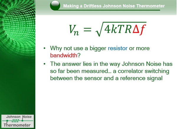 Making a driftless Johnson Noise Thermometer