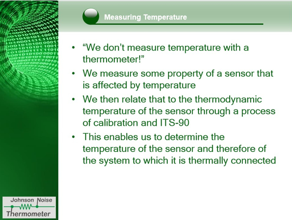 Johnson noise thermometer - measuring temperature